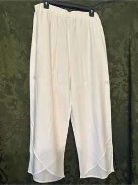 La Mer Luxe White Gianna Pants NWT Resort Linen Blend Wide Leg Trousers XL